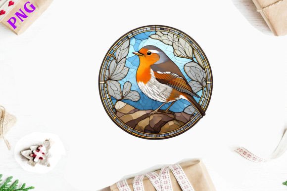 Download American Robin Stained Glass Bird - Premium Resources