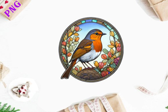 Download American Robin Stained Glass Bird - Premium Resources