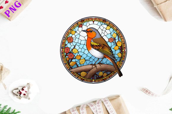 Download American Robin Stained Glass Bird - Premium Resources