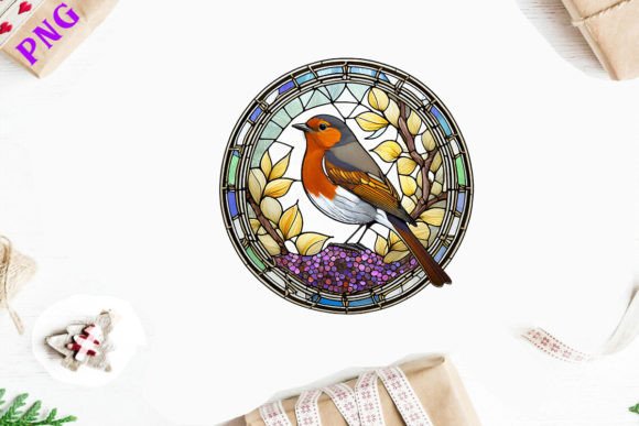 Download American Robin Stained Glass Bird - Premium Resources