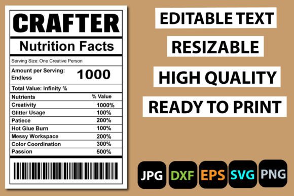 Download Crafter Nutrition Facts Label - Craf Collection