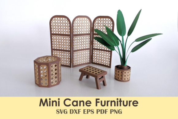 Download Mini Cane Furniture Set | 3D Papercraft - Craf Collection