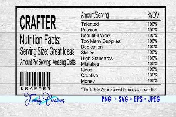 Download Crafter Nutrition Label - Craf Collection